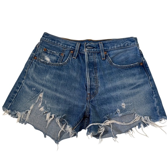 Levi's Premium Pants - Levis Premium 501 Original Distressed Denim Shorts Medium Wash Blue W28